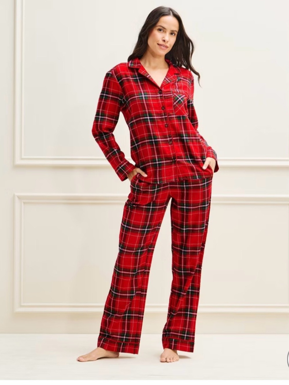 Wondershop Red Plaid Flannel Pajama Set